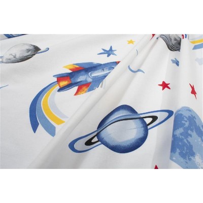 Σεντονάκι Λίκνου bebe Space Mission 184 80X110 White-Blue 100% Cotton