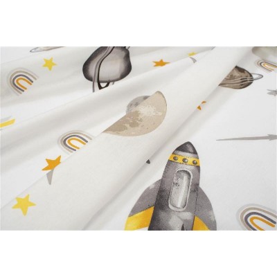 Σεντονάκι Λίκνου bebe Space Mission 183 80X110 White-Grey 100% Cotton