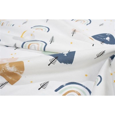 Σεντονάκι Λίκνου bebe Rainbow 574 80X110 White-Blue 100% Cotton