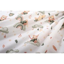 Σεντονάκι Λίκνου bebe Cloudy Bear 581 80X110 White-Olive 100% Cotton