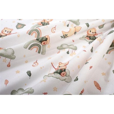 Σεντονάκι Λίκνου bebe Cloudy Bear 581 80X110 White-Olive 100% Cotton