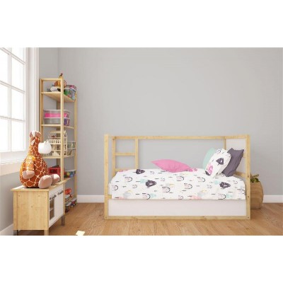 Σεντόνια Εμπριμέ Σετ 3 τεμ bebe Rainbow 575 120X160 White-Pink 100% Cotton