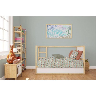 Σεντόνια Εμπριμέ Σετ 3 τεμ bebe Fox 528 120X160 Pale Cyan 100% Cotton