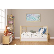 Σεντόνια Εμπριμέ Σετ 3 τεμ bebe Village 579 120X160 White-Green 100% Cotton