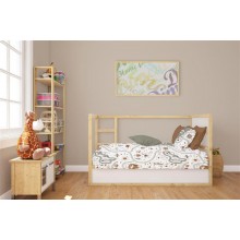 Σεντόνια Εμπριμέ Σετ 3 τεμ bebe Countryside 580 120X160 White-Mint 100% Cotton