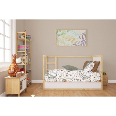 Σεντόνια Εμπριμέ Σετ 3 τεμ bebe Countryside 580 120X160 White-Mint 100% Cotton