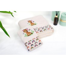 Πετσέτα Με Κέντημα Σετ 2 τεμ bebe Giraffe 173 30X50,70X140 Ecru-Multi 100% Cotton