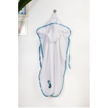 Κάπα Με Κέντημα bebe Dinosaur 180 75X85 White-Sky Blue 100% Cotton