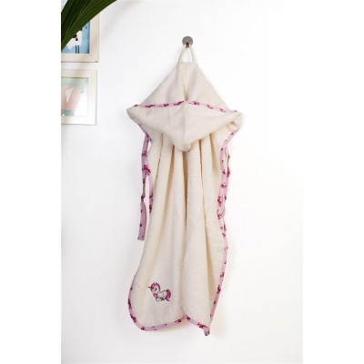 Κάπα Με Κέντημα bebe Unicorn 189 75X85 Ecru-Pink 100% Cotton