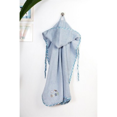 Κάπα Με Κέντημα bebe Stork 191 75X85 Sky Blue 100% Cotton