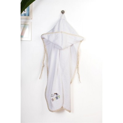 Κάπα Με Κέντημα bebe Stork 193 75X85 White-Yellow 100% Cotton