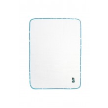 Κουβέρτα Πικέ Με Κέντημα bebe Dinosaur 180 100X160 White-Sky Blue 100% Cotton