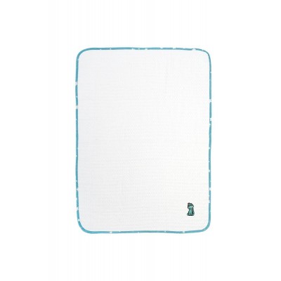 Κουβέρτα Πικέ Με Κέντημα bebe Dinosaur 180 100X160 White-Sky Blue 100% Cotton