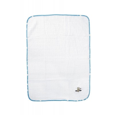 Κουβέρτα Πικέ Με Κέντημα bebe Aviator 184 100X160 White-Sky Blue 100% Cotton
