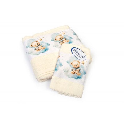 Πετσέτα Σετ 2 τεμ Με Ψηφιακή Εκτύπωση bebe Cute Bear 303 30X50,70X140 Ecru 100% Cotton