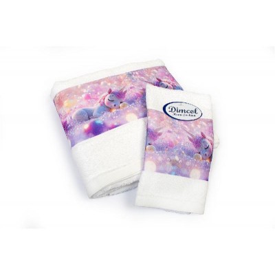 Πετσέτα Σετ 2 τεμ Με Ψηφιακή Εκτύπωση bebe Dreaming Unicorn 321 30X50,70X140 White 100% Cotton