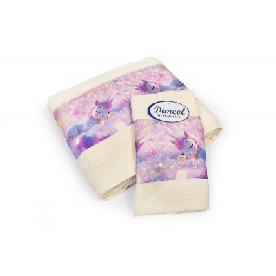 Πετσέτα Σετ 2 τεμ Με Ψηφιακή Εκτύπωση bebe Dreaming Unicorn 322 30X50,70X140 Ecru 100% Cotton