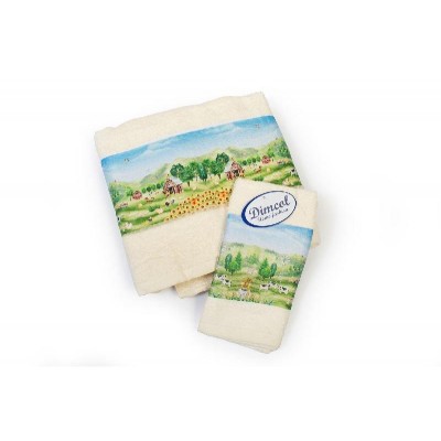 Πετσέτα Σετ 2 τεμ Με Ψηφιακή Εκτύπωση bebe Farm 341 30X50,70X140 Ecru 100% Cotton