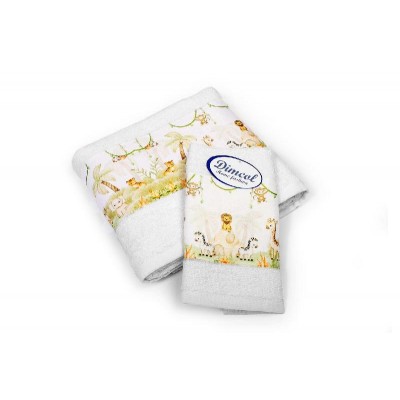Πετσέτα Σετ 2 τεμ Με Ψηφιακή Εκτύπωση bebe Jungle 350 30X50,70X140 White 100% Cotton