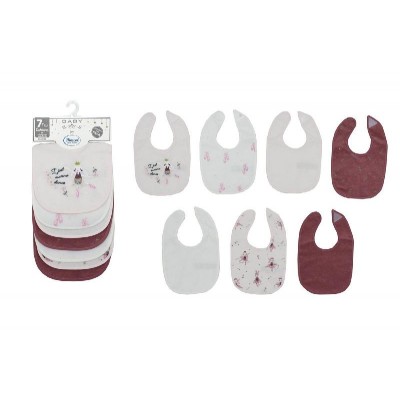 Σαλιάρα με Velcro bebe με Αδιάβροχη Επένδυση Σετ 7 Τεμ. Ballerina 07 30X20 White-Pink 60/40 Cott/Pol