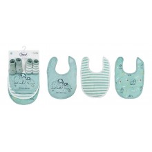 Σαλιάρα Interlock & Επένδυση Terry με Velcro bebe Σετ 5 Τεμ. Mammoth 26 30X20 Green 60/40 Cott/Pol