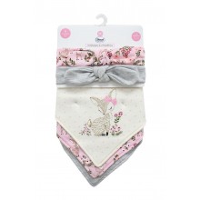Σαλιάρα Μπαντάνα Interlock & Επένδυση Terry με Κουμπία bebe Σετ 5 Τεμ. Deer 25 20X42.5 Pink 60/40 Cott/Pol