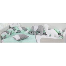 Πάντα Πλεξούδα bebe Τρίχρωμη 26 Μήκος 220 cm Grey-Mint 65/35 Cott/Pol