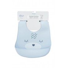 Σαλιάρα Σιλικόνης bebe με Κουμπί & Τσέπη 18 22.5X32 Sky Blue 100% Silicone