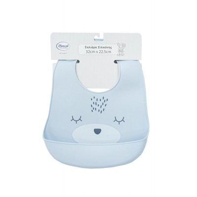 Σαλιάρα Σιλικόνης bebe με Κουμπί & Τσέπη 18 22.5X32 Sky Blue 100% Silicone