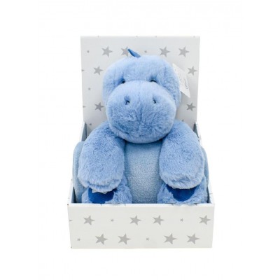 Λούτρινο Ζωάκι Σετ 2 Τεμ. bebe Dinosaur 01 Ύψος 25 cm & Κουβέρτα Coral Fleece 75X90 cm Blue 100% Polyester