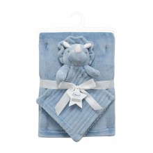 Νάνι-Πανάκι Παρηγοριάς bebe σετ 2 τεμ. Dinosaur 04 33X33 & Κουβέρτα Coral Fleece 75X100 cm Sky Blue 100% Polyester