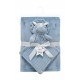 Νάνι-Πανάκι Παρηγοριάς bebe σετ 2 τεμ. Dinosaur 04 33X33 & Κουβέρτα Coral Fleece 75X100 cm Sky Blue 100% Polyester