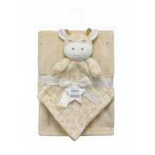 Νάνι-Πανάκι Παρηγοριάς bebe σετ 2 τεμ. Giraffe 05 33X33 & Κουβέρτα Coral Fleece 75X100 cm Beige 100% Polyester