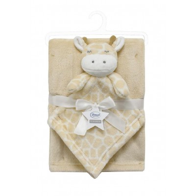 Νάνι-Πανάκι Παρηγοριάς bebe σετ 2 τεμ. Giraffe 05 33X33 & Κουβέρτα Coral Fleece 75X100 cm Beige 100% Polyester
