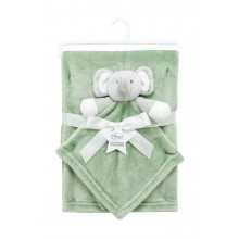 Νάνι-Πανάκι Παρηγοριάς bebe σετ 2 τεμ. Elephant 07 33X33 & Κουβέρτα Coral Fleece 75X100 cm Sage Green 100% Polyester